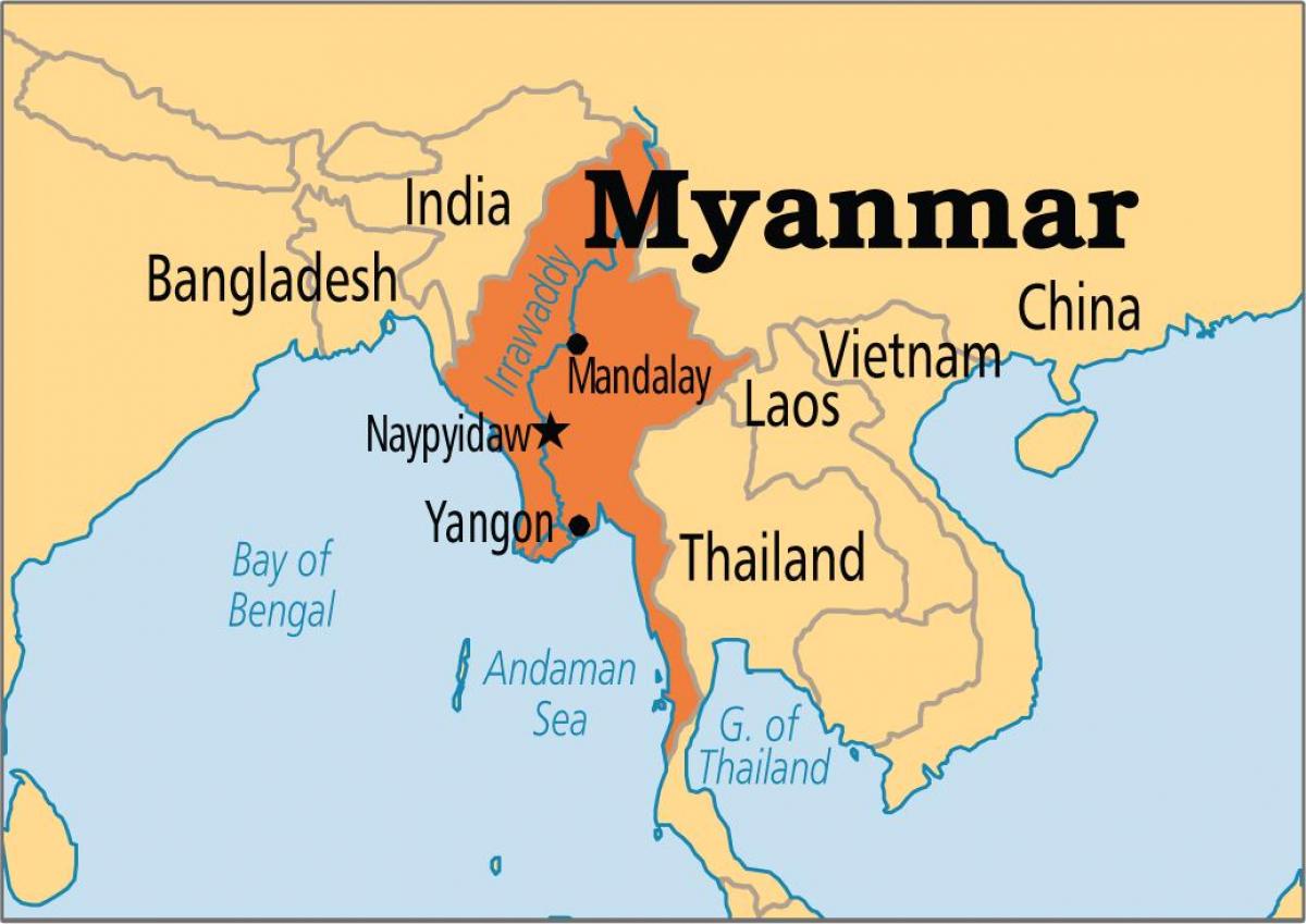 eneo la Myanmar katika ramani ya dunia