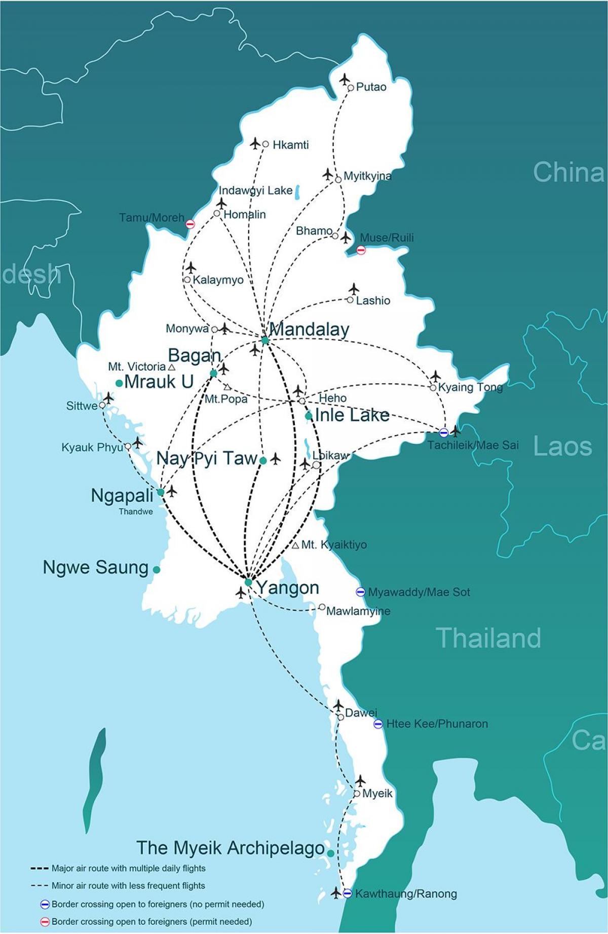 Burma viwanja vya ndege ramani