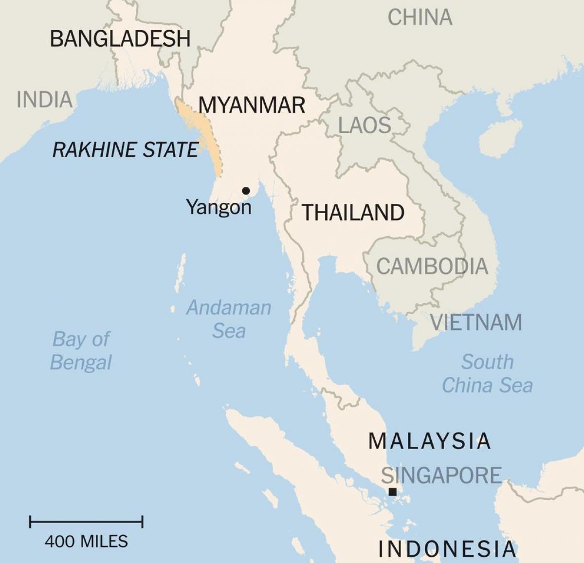 rakhine serikali ya Myanmar ramani