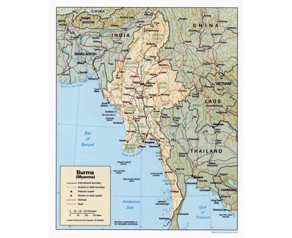 ramani ya Myanmar na miji