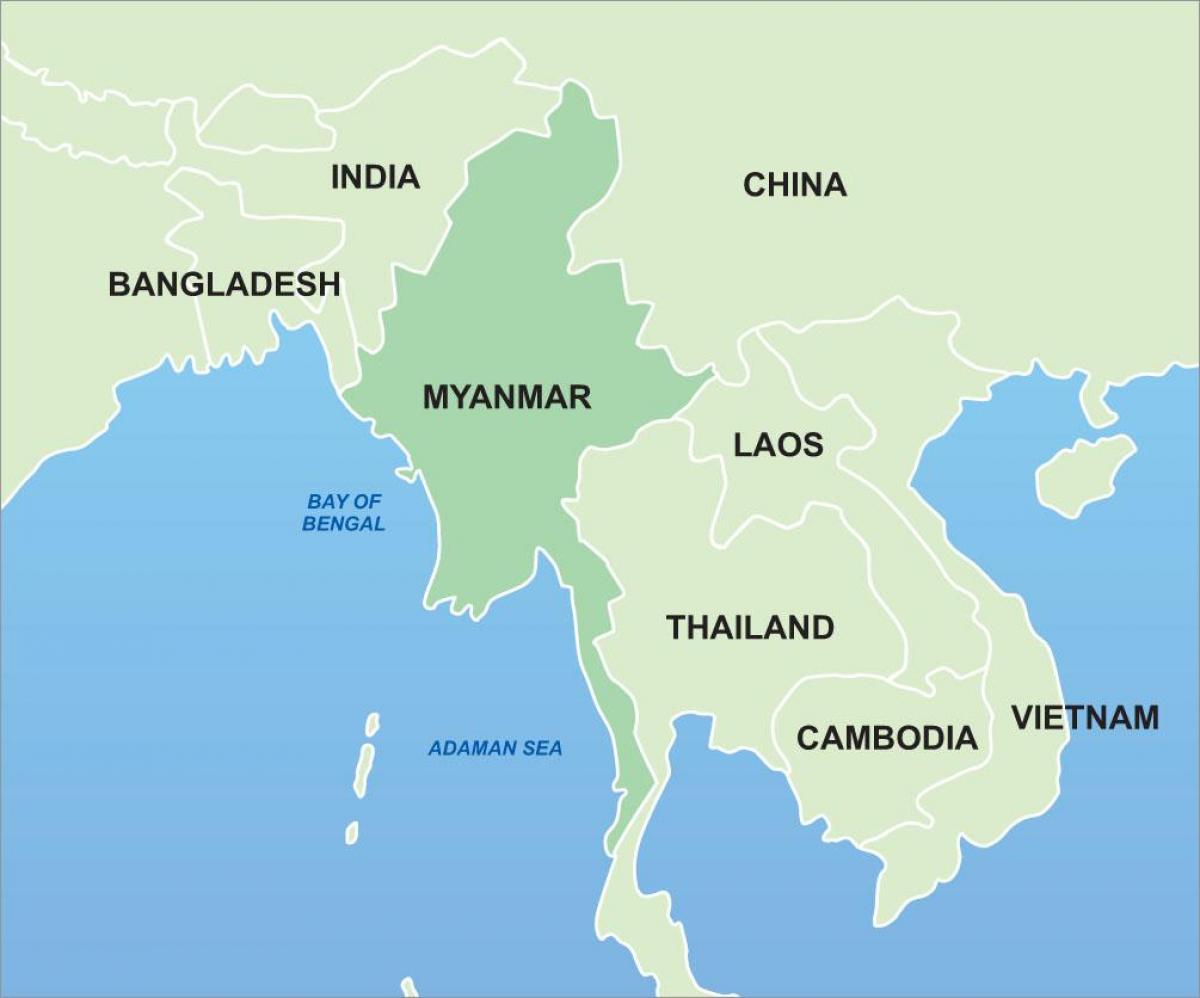 Myanmar kwenye ramani ya asia